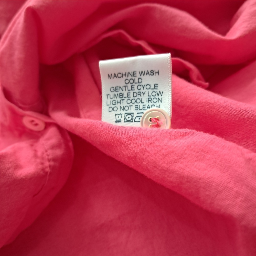 XiRENA Fenix Button Front Cotton Midi Dress Women's XL Pink Coral Pockets - Picture 10 of 11